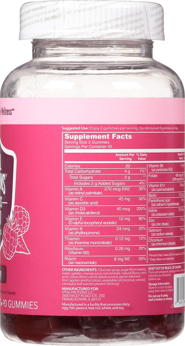 slide 9 of 14, Vital Proteins Raspberry Women's Multi Gummies 90 ea, 90 ct