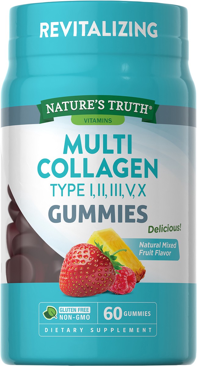 slide 5 of 6, Nature's Truth Gummies Multi Delicious Mixed Fruit Flavor Collagen Peptides 60 Gummies, 60 ct