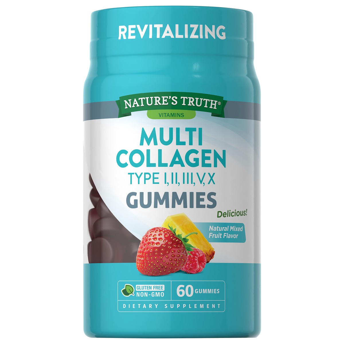slide 6 of 6, Nature's Truth Gummies Multi Delicious Mixed Fruit Flavor Collagen Peptides 60 Gummies, 60 ct