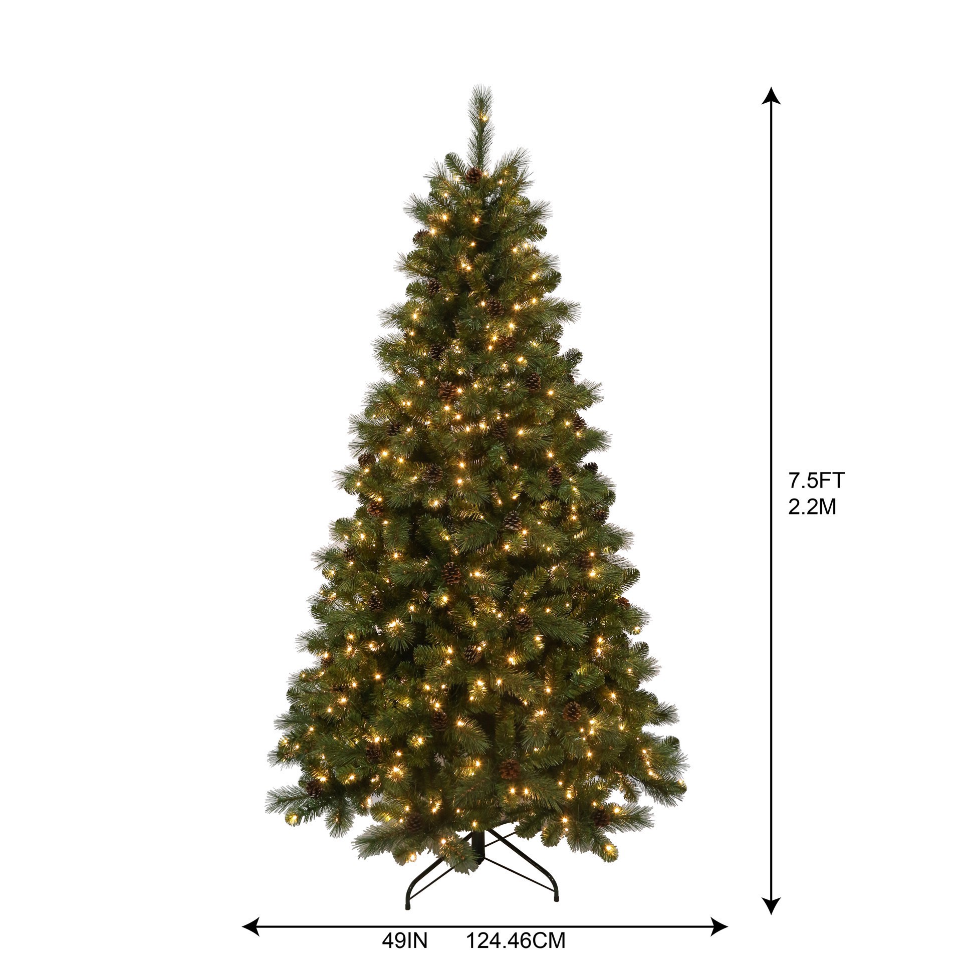 slide 4 of 5, 7.5ft. Pre-Lit Wimberley Pine Realistic Artificial Christmas Tree, Warm White Mini Led Lights By Ashland, 7.5 ft