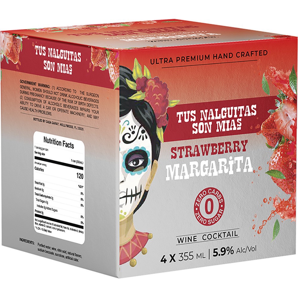 slide 1 of 1, Qvivo Brands Tus Nalguitas Straw Marg Wine, 4 ct; 12 oz