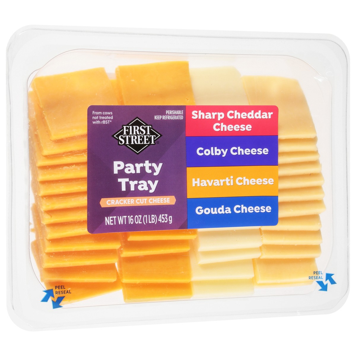 slide 4 of 4, First Street Sliced Cheese Party Tray, 16 oz