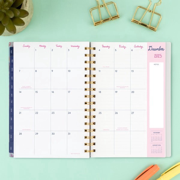 slide 6 of 9, 2025 Cambridge Ettavee Weekly/Monthly Planner, 5-1/2"" X 8-1/2"", Layered Floral, January To December, 1 ct