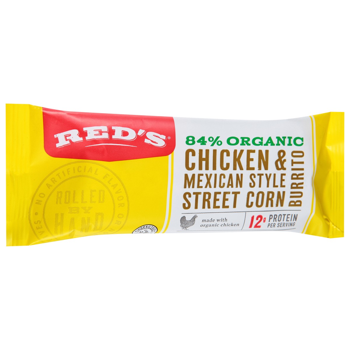 slide 3 of 9, Red's 84% Organic Chicken & Mexican Style Street Corn Burrito, 1 ct