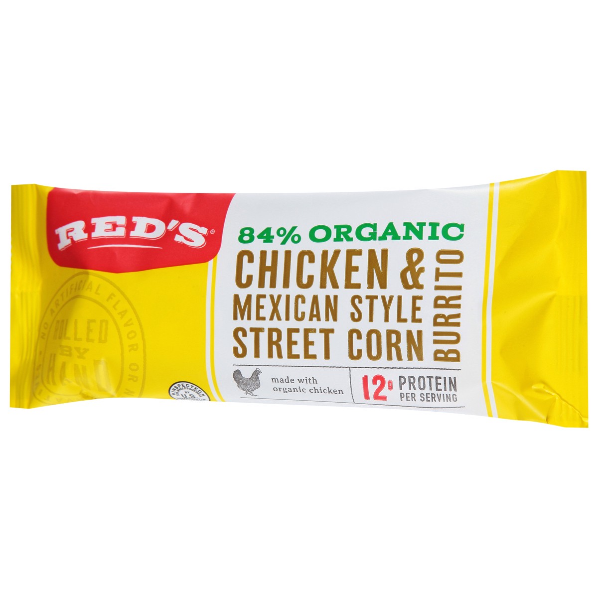 slide 2 of 9, Red's 84% Organic Chicken & Mexican Style Street Corn Burrito, 1 ct