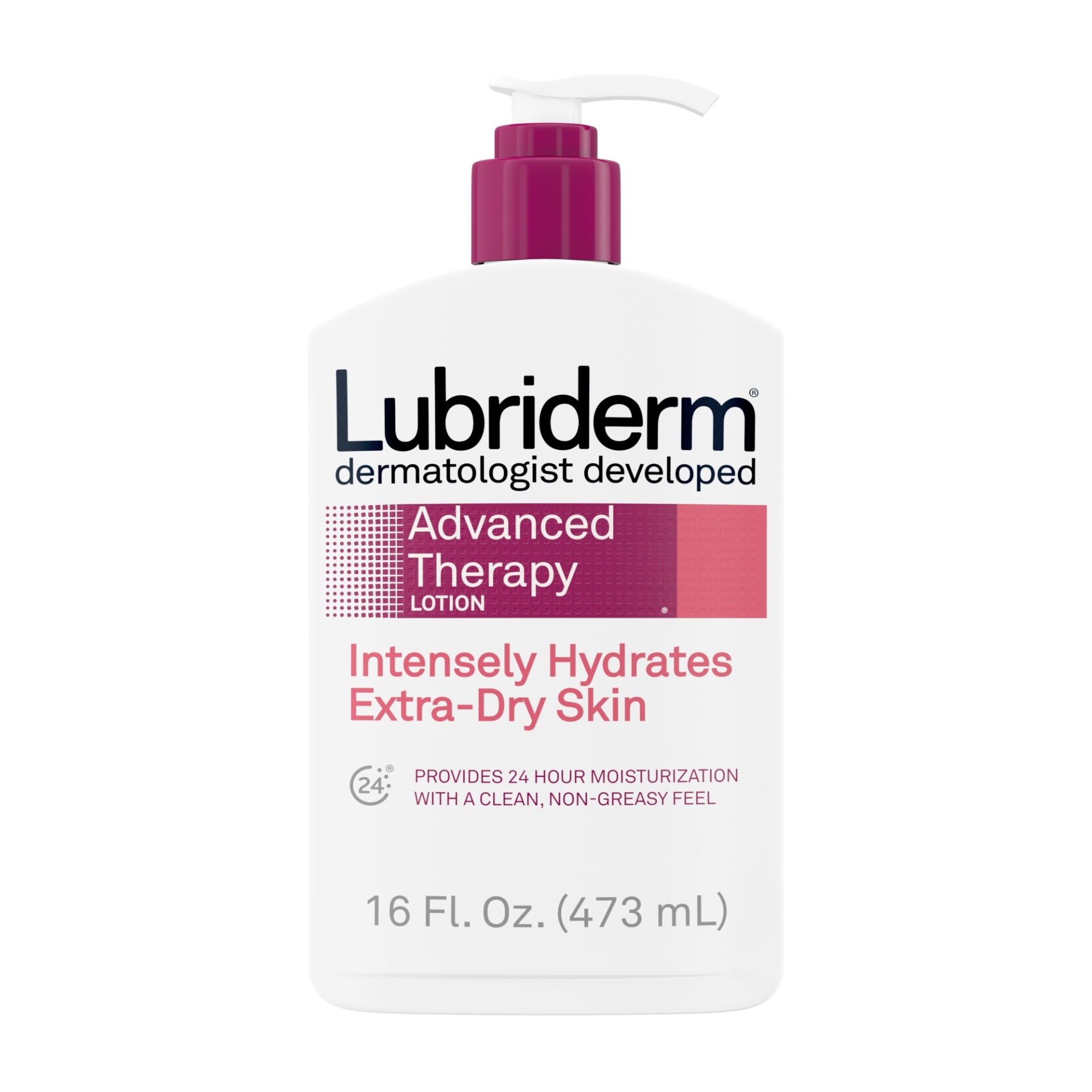 slide 1 of 6, Lubriderm Advanced Therapy Fragrance-Free Moisturizing Lotion with Vitamins E and Pro-Vitamin B5, Intense Hydration for Extra Dry Skin, Non-Greasy Formula, 16 fl oz