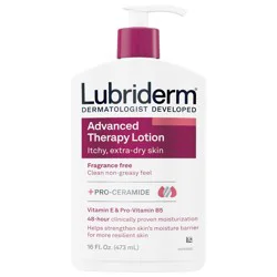 Lubriderm Advanced Therapy Fragrance-Free Moisturizing Lotion with Vitamins E and Pro-Vitamin B5, Intense Hydration for Extra Dry Skin, Non-Greasy Formula, 16 fl. oz