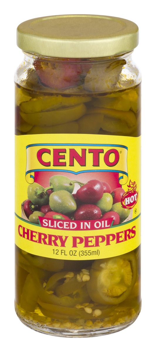 slide 1 of 1, Cento Sliced Cherry Peppers in Oil, 12 fl oz