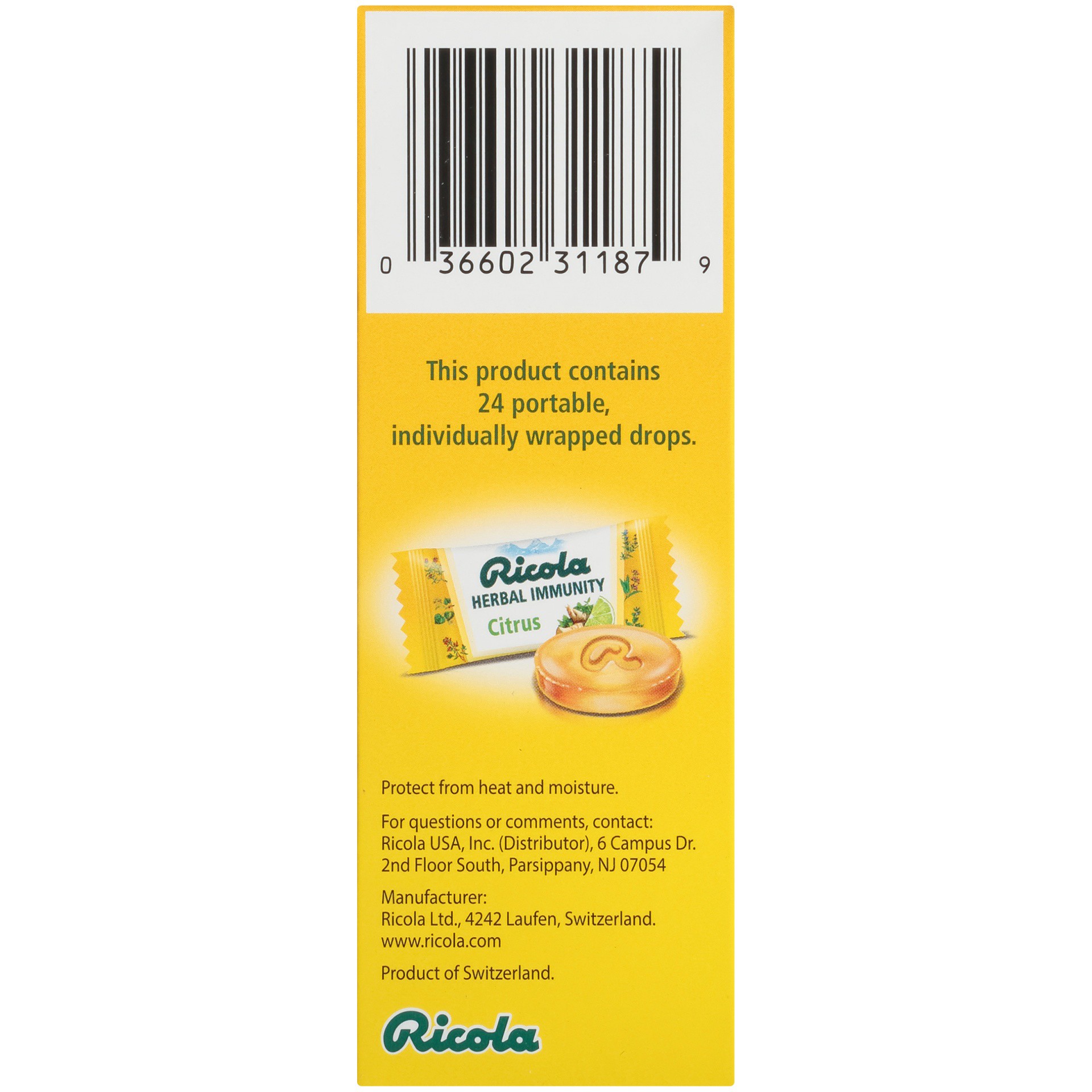 slide 6 of 7, Ricola Herbal Immunity Citrus Supplement Drops, 24 ct