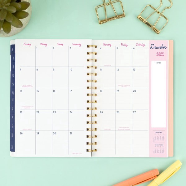 slide 6 of 9, 2025 Cambridge Ettavee Weekly/Monthly Planner, 5-1/2"" X 8-1/2"", Leaf, January To December, 1 ct