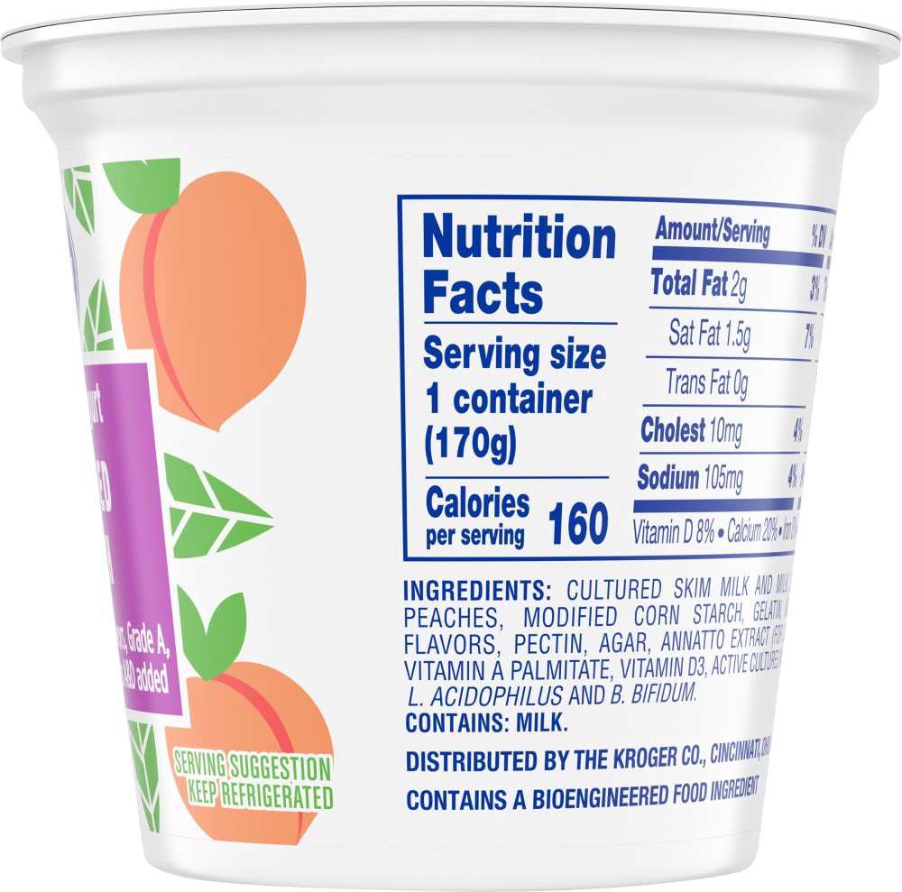 slide 3 of 4, Kroger Peach Low Fat Yogurt Cup, 6 oz