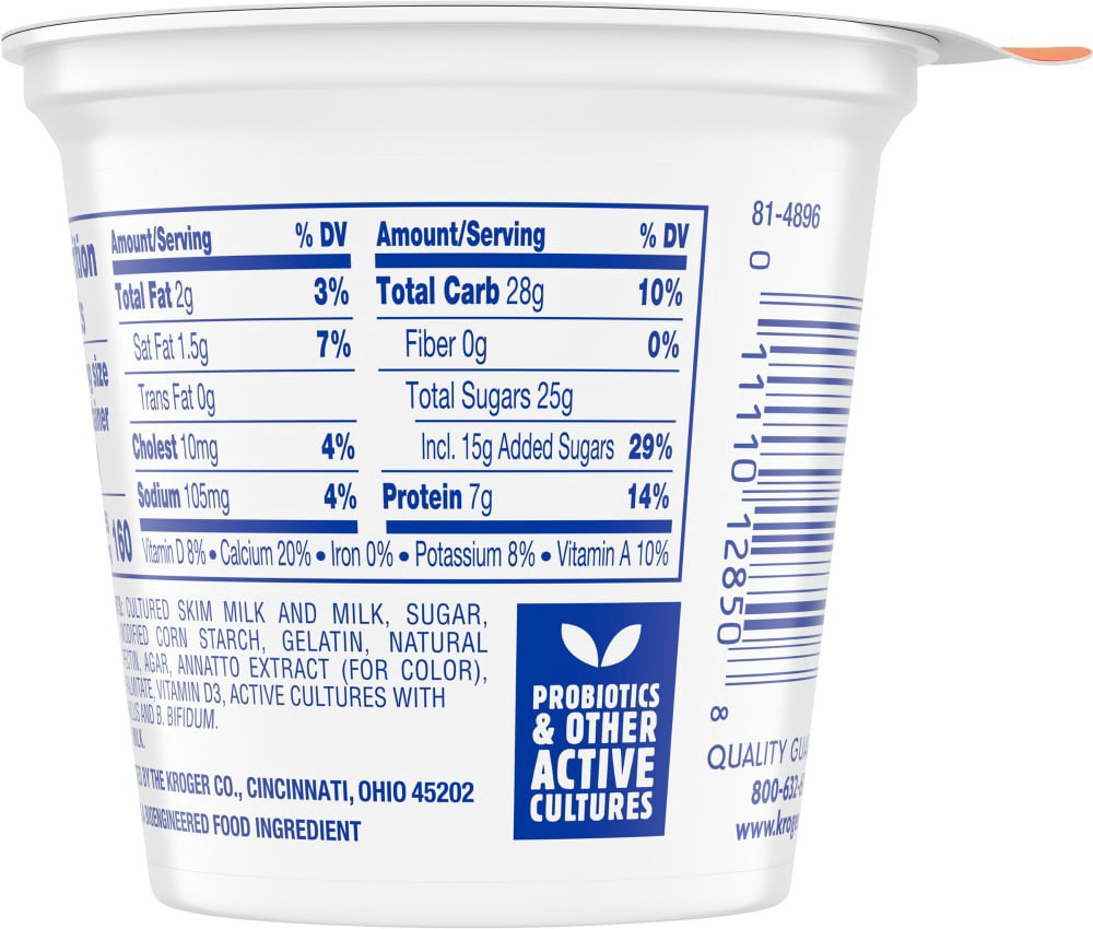 slide 4 of 4, Kroger Peach Low Fat Yogurt Cup, 6 oz
