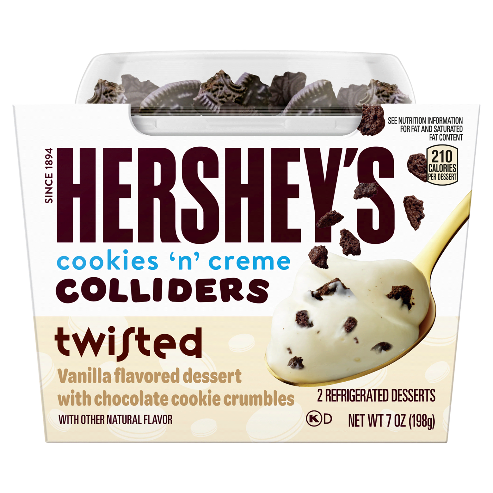 slide 1 of 1, Hershey's COLLIDERS™ Twisted HERSHEY'S COOKIES ‘N’ CREME Refrigerated Dessert, 2 ct Pack, 2 ct