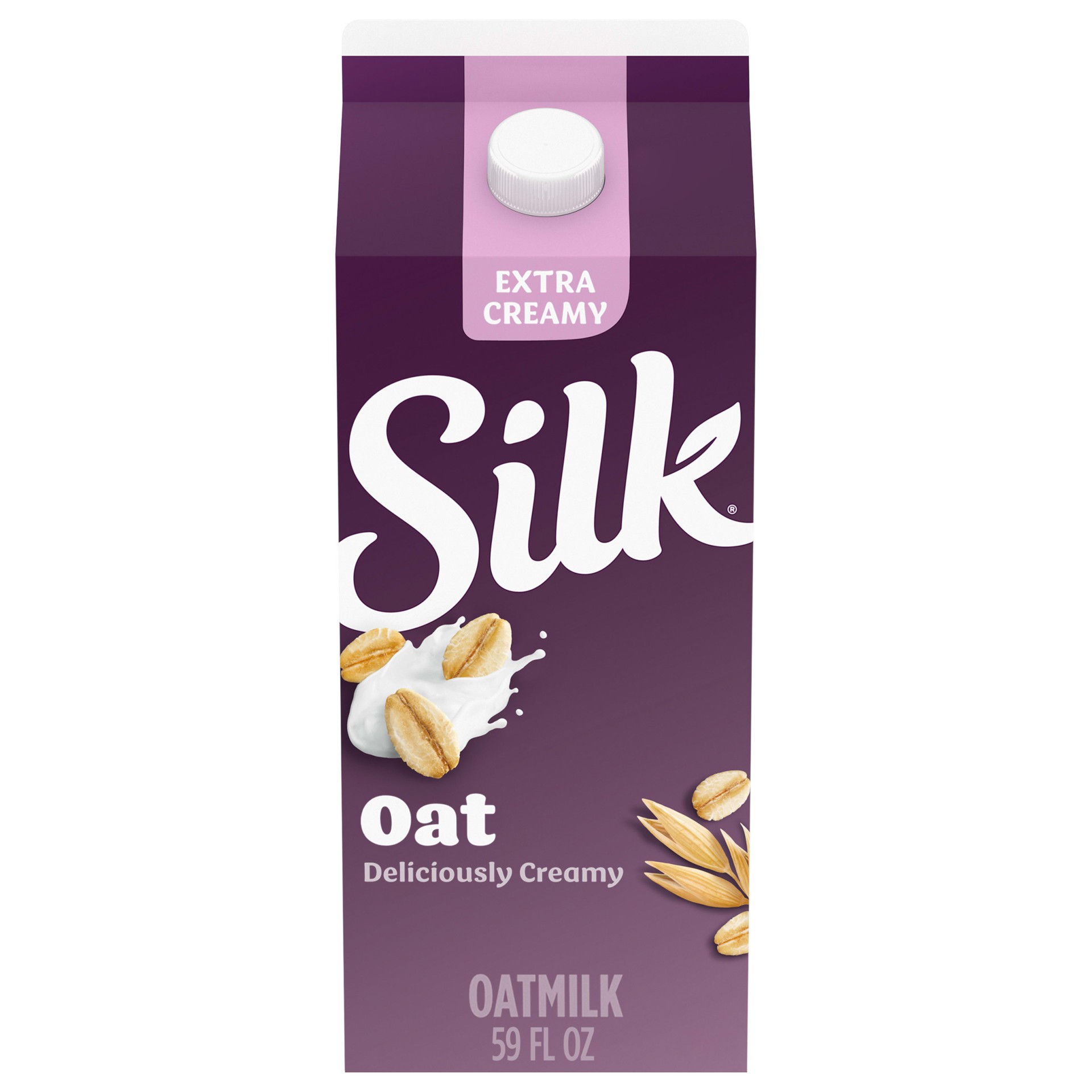 slide 1 of 5, Silk Oat Milk, Extra Creamy, Dairy Free, Gluten Free, Deliciously Creamy Vegan Milk with 50% More Calcium than Dairy Milk, 59 FL OZ Half Gallon, 59 fl oz