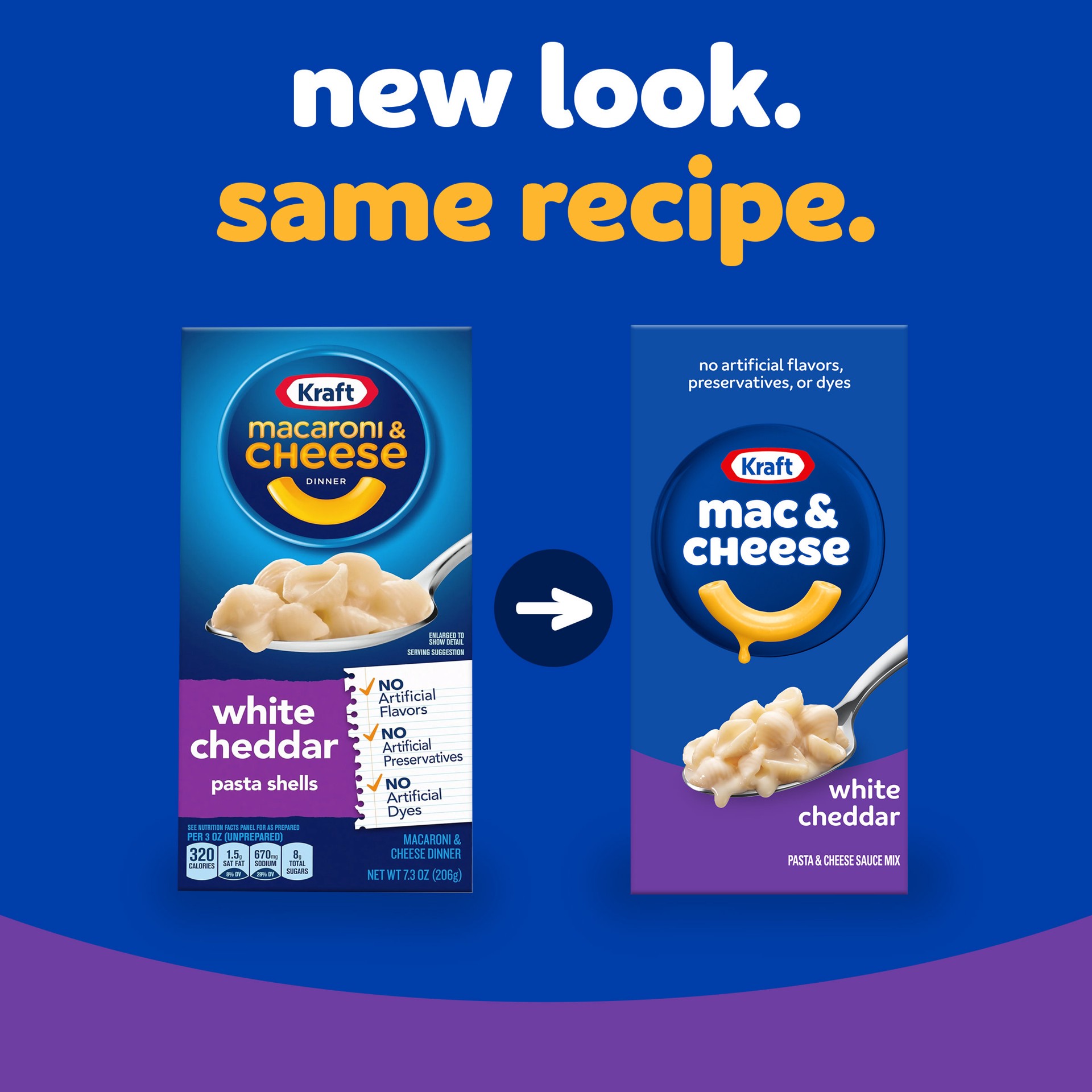 slide 5 of 5, Kraft White Cheddar Mac & Cheese Macaroni and Cheese Dinner Pasta Shells, 7.3 oz Box, 7.3 oz