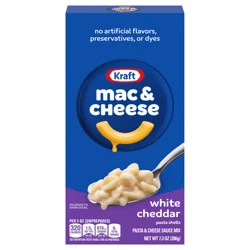 Kraft Mac and Cheese, 1 Box, for Easy Dinner or Dinner Sides, White Cheddar, No Artificial Flavors, Preservatives or Dyes, 7.3 oz