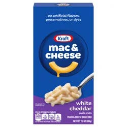 Kraft Mac and Cheese, 1 Box, for Easy Dinner or Dinner Sides, White Cheddar, No Artificial Flavors, Preservatives or Dyes, 7.3 oz