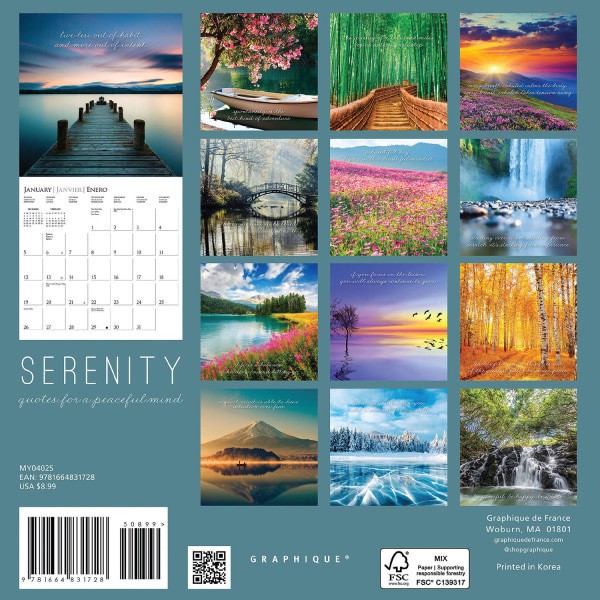 slide 3 of 5, 2025 Graphique Inspirational Monthly Mini Calendar, 7"" X 7"", Serenity, January 2025 To December 2025, My040, 1 ct