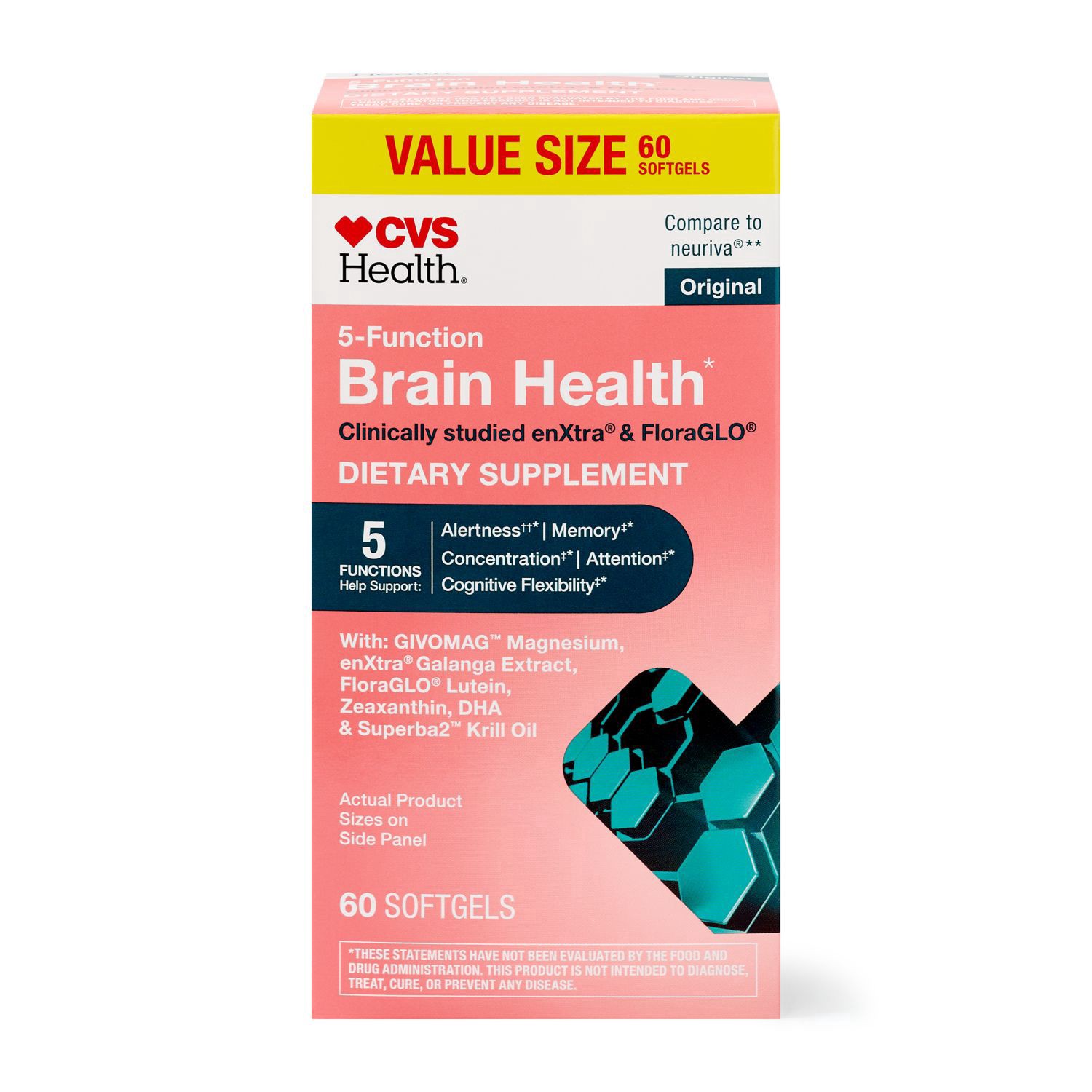slide 1 of 1, Cvs Health Cognitive 5-Function Brain Softgels Value Size, 60 ct