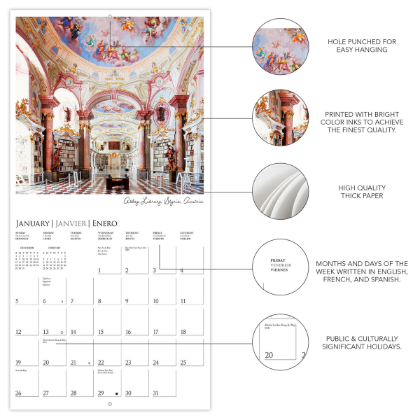 slide 4 of 5, 2025 Graphique Hobbies Monthly Wall Calendar, 12"" X 12"", Libraries, January 2025 To December 2025, Cy345, 1 ct