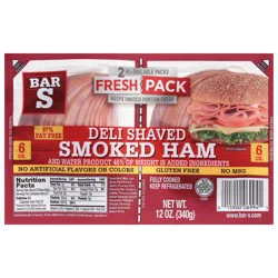 Bar-S Deli Shaved Smoked Ham Fresh Pack 2 - 6 oz Packs