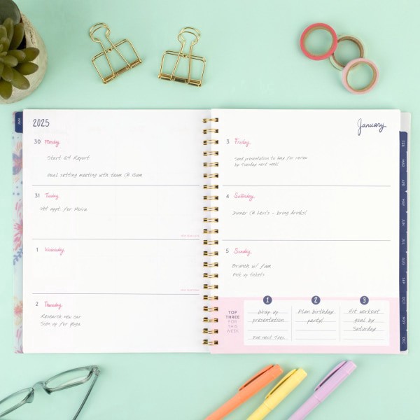 slide 7 of 9, 2025 Cambridge Ettavee Weekly/Monthly Planner, 8-1/2"" X 11"", Layered Floral, January To December, 1 ct