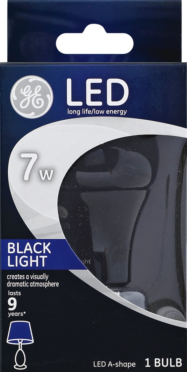 slide 1 of 5, GE LED 7-Watt Black Light A-Shape Light Bulb, 1 ct