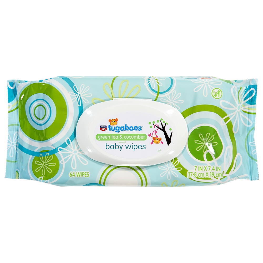 slide 1 of 3, Rite Aid Tugaboos Baby Wipes, Green Tea & Cucumber, 64 ct