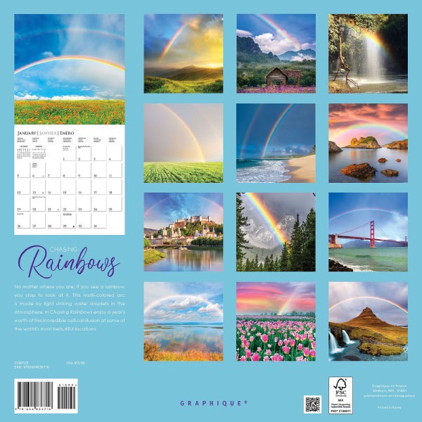 slide 4 of 5, 2025 Graphique Travel Monthly Wall Calendar, 12"" X 12"", Chasing Rainbows, January 2025 To December 2025, Cy871, 1 ct