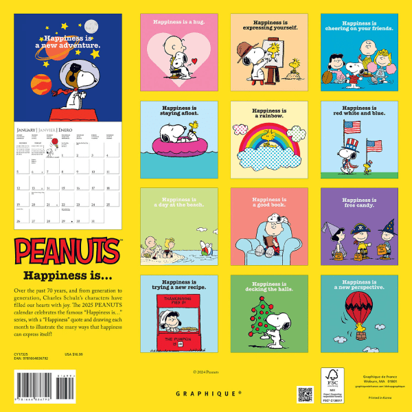 slide 2 of 5, 2025 Graphique Special Interests Monthly Wall Calendar, 12"" X 12"", Peanuts, January 2025 To December 2025, Cy173, 1 ct