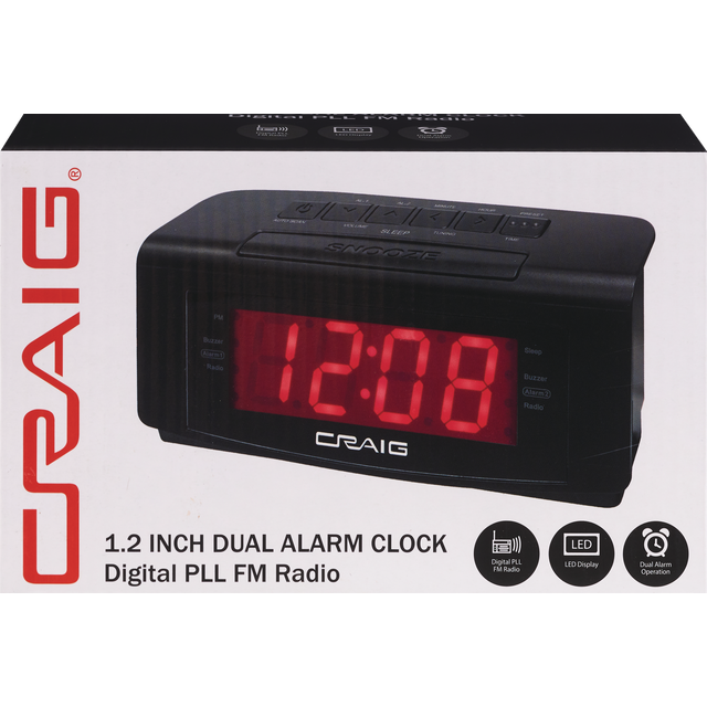 slide 1 of 1, ZX Vivitar Alarm Clock With Am/Fm Radio 50011-Blk-T10-12, 1 ct