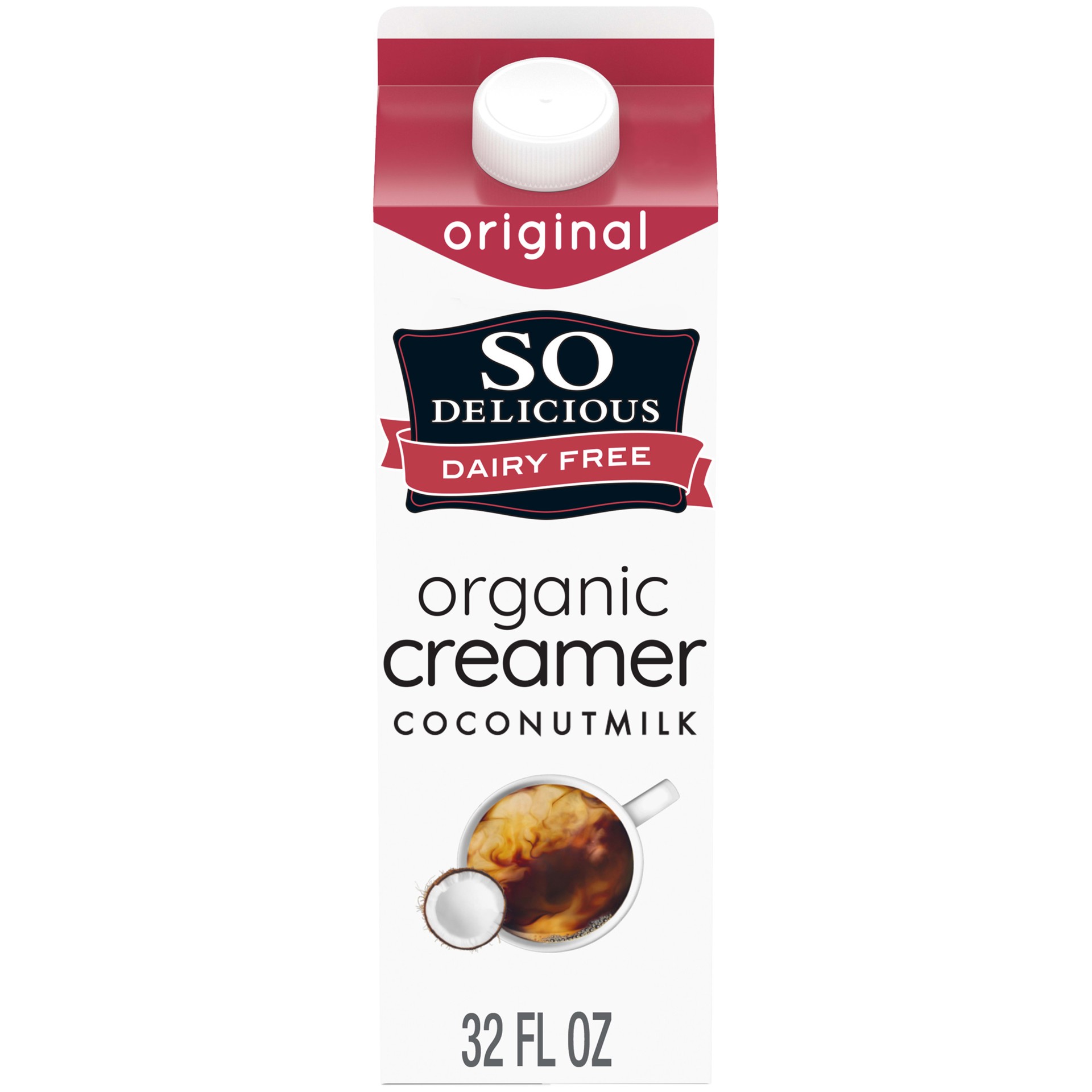 slide 1 of 5, So Delicious Dairy Free Organic Coconut Milk Creamer, Original, Vegan, Non-GMO Project Verified, 1 Quart, 32 fl oz