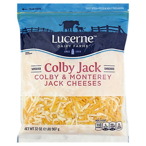 slide 1 of 1, Lucerne Cheese Shredded Colby Jack, 32 oz