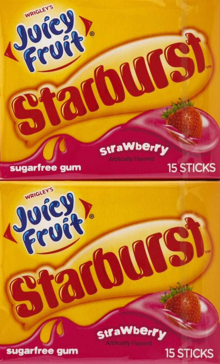 slide 5 of 6, JUICY FRUIT STARBURST Strawberry Sugarfree Gum, (10 Packs), 150 pc