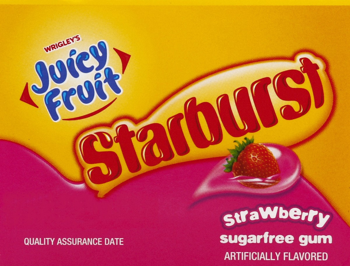 slide 2 of 6, JUICY FRUIT STARBURST Strawberry Sugarfree Gum, (10 Packs), 150 pc