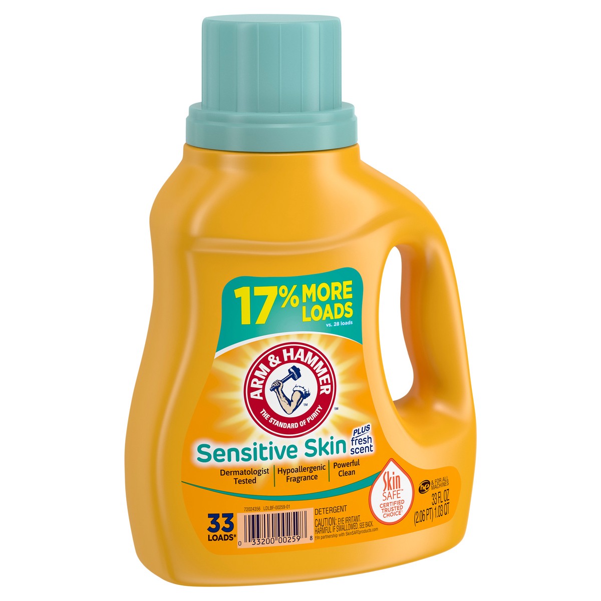 slide 2 of 9, ARM & HAMMER Sensitive Skin Plus Fresh Scent, 33 Loads Liquid Laundry Detergent, 33 Fl oz, 33 fl oz