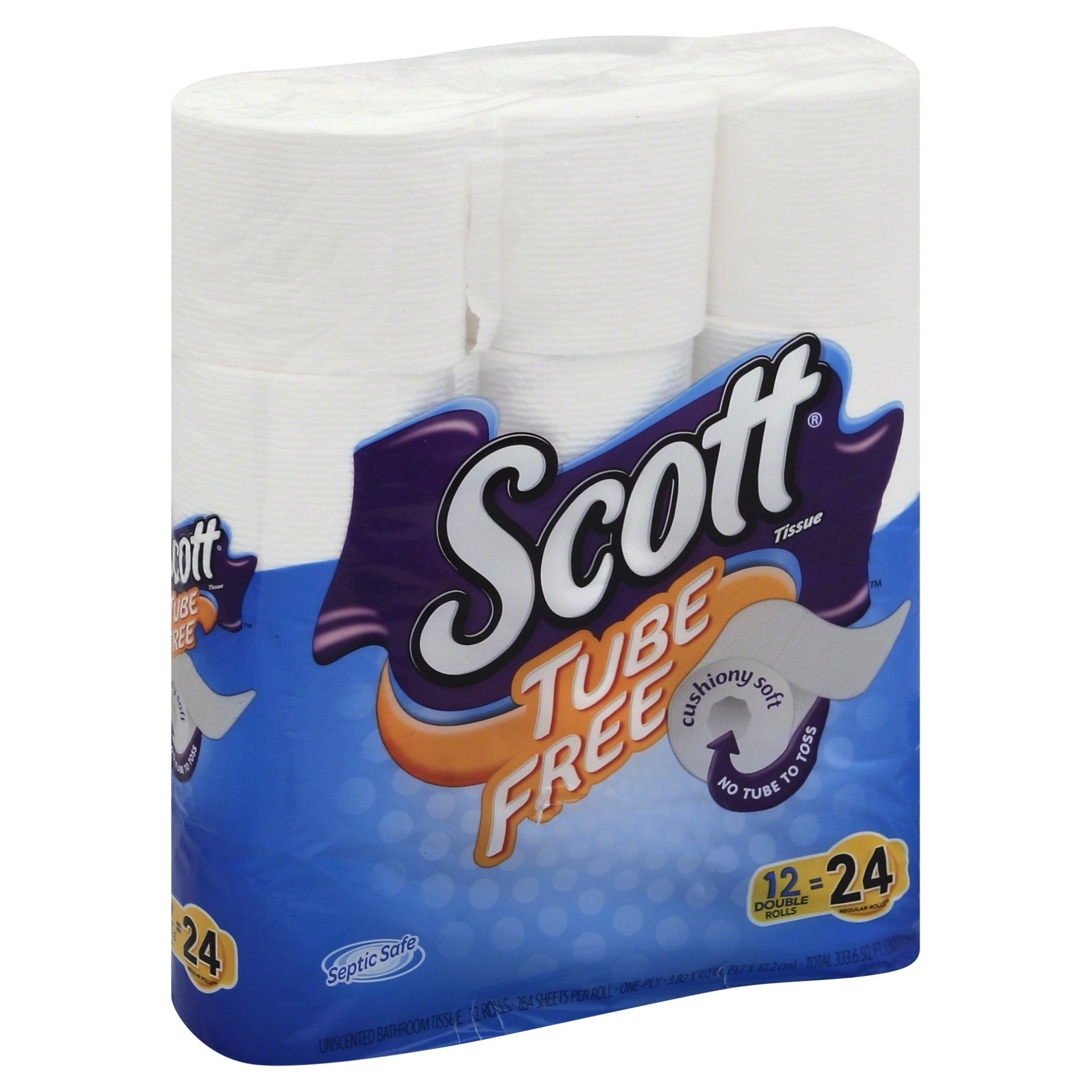 slide 1 of 1, Scott Tube Free 12 Double Roll Bath Tissue, 12 ct