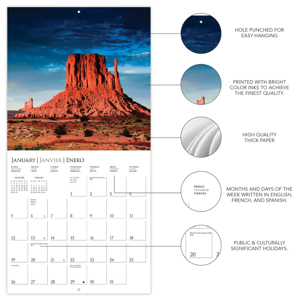 slide 2 of 5, 2025 Graphique Travel Monthly Wall Calendar, 12"" X 12"", Wonders Of The World, January 2025 To December 2025, Cy653, 1 ct