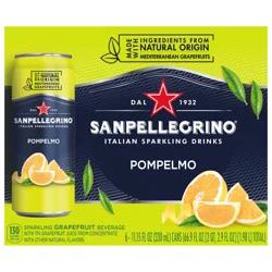 San Pellegrino Italian Sparkling Drink Pompelmo, Sparkling Grapefruit Beverage, of Cans- 66.9 oz