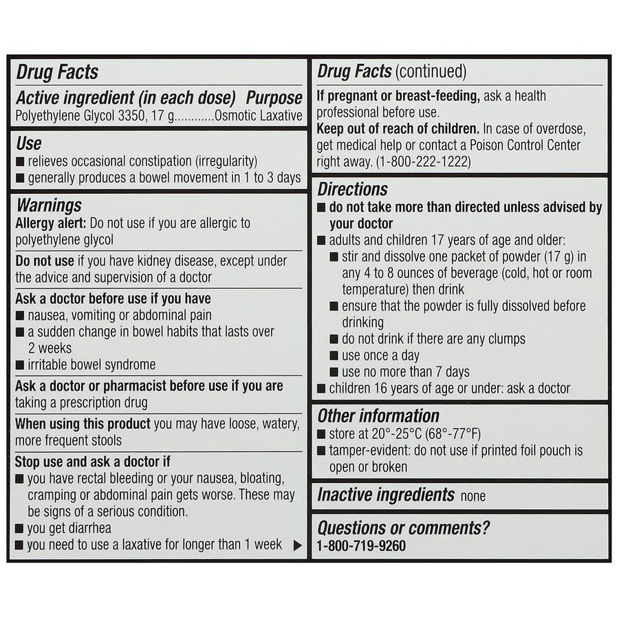 slide 5 of 5, Walgreens SmoothLax Polyethylene Glycol 3350, Powder for Solution, Osmotic Laxative, 20 ct