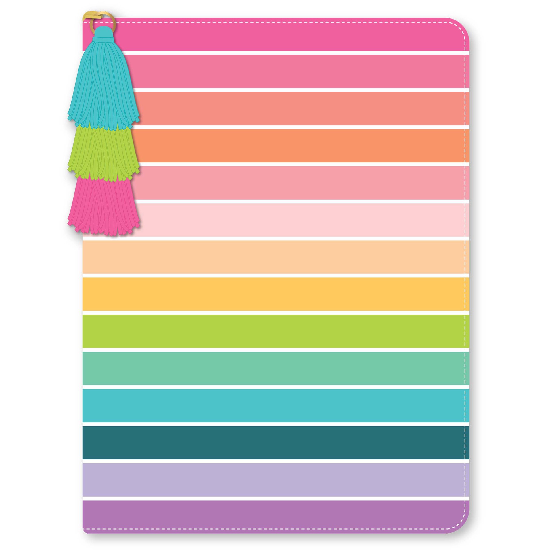 slide 1 of 1, C.R. Gibson Striped Zipper Leatherette Lined Journal with Tassels, LG