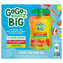 GoGo Squeez Applesauce, Fruit on the Go, Big Strawberry, Big Pear