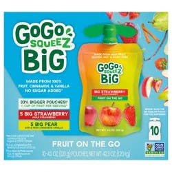 GoGo Squeez Applesauce, Fruit on the Go, Big Strawberry, Big Pear