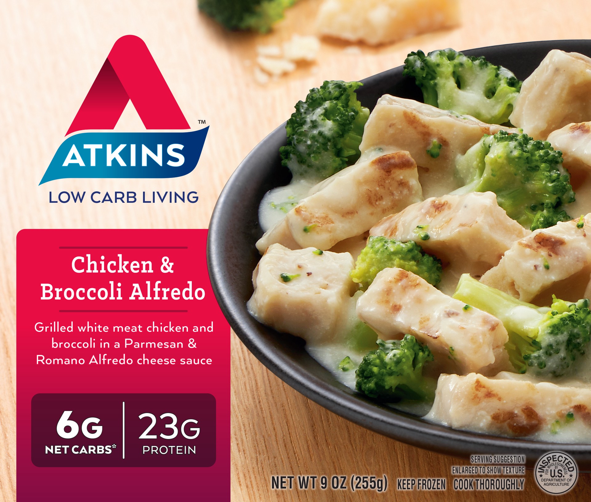 slide 1 of 5, Atkins Chicken and Broccoli Alfredo 9 Oz. (Frozen), 9 oz