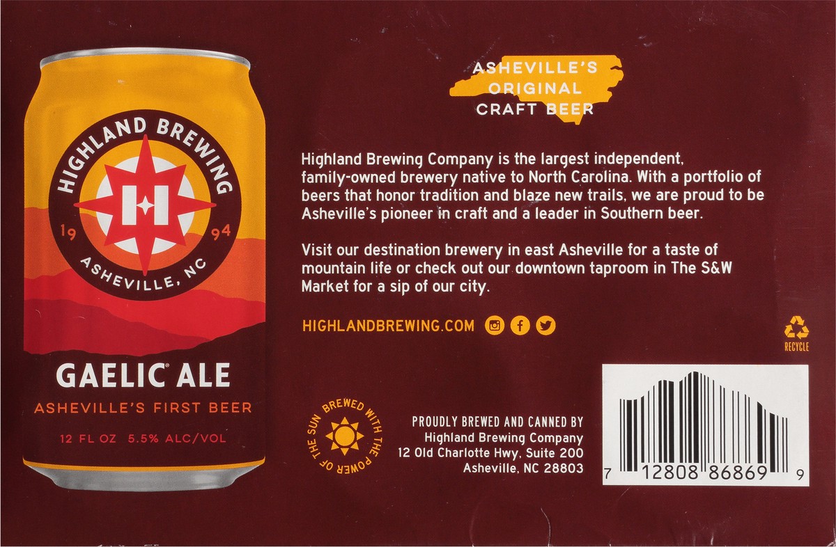 slide 3 of 11, Highland Brewing Company Gaelic Ale Beer 6 - 12 oz Cans, 6 ct
