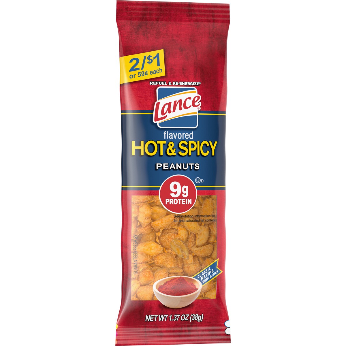 slide 2 of 11, Lance Peanuts, Hot and Spicy, Individual Pack 1.37 Oz, 1.38 oz