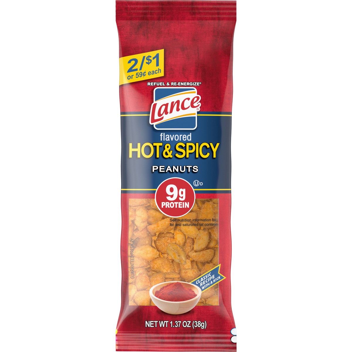 slide 9 of 11, Lance Peanuts, Hot and Spicy, Individual Pack 1.37 Oz, 1.38 oz