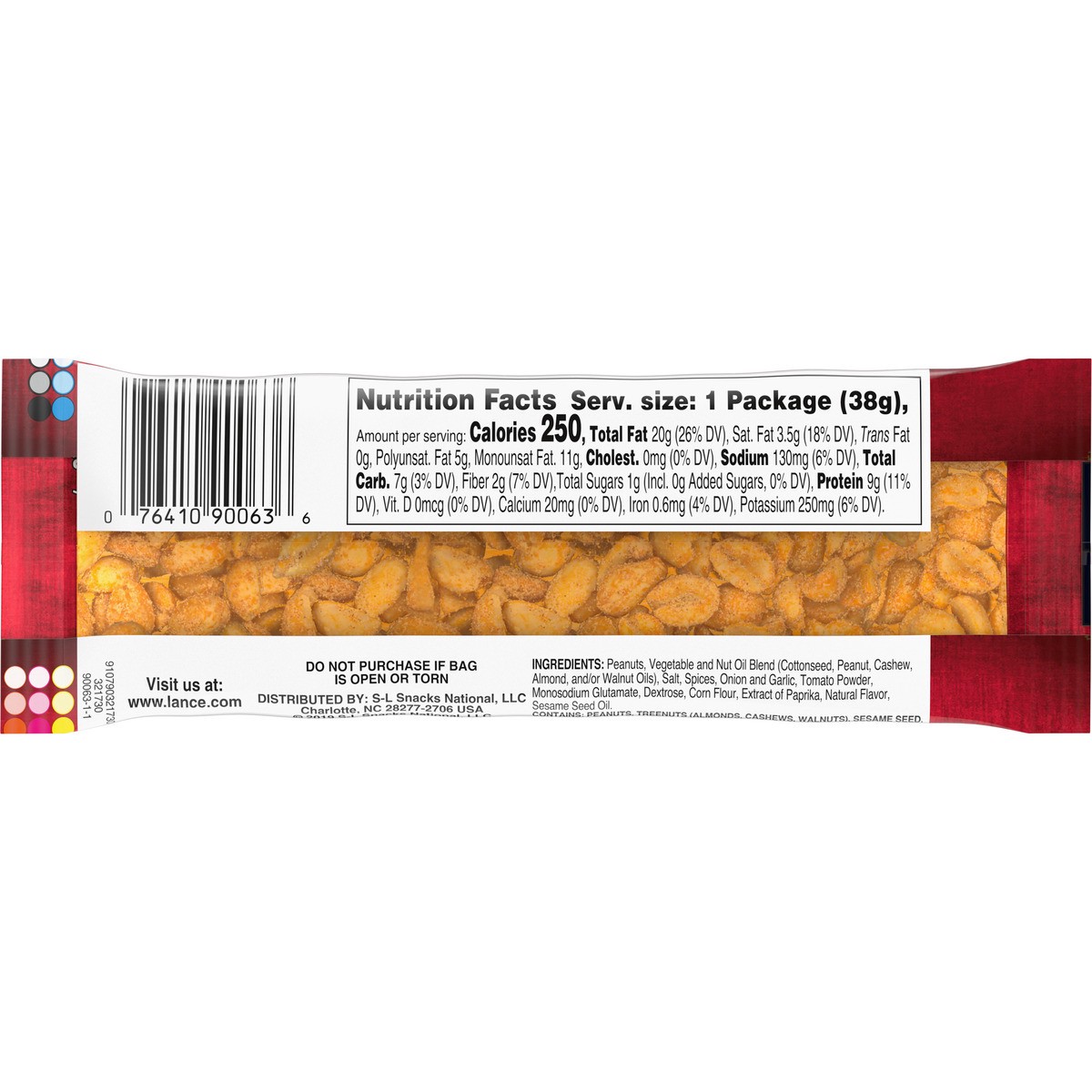 slide 10 of 11, Lance Peanuts, Hot and Spicy, Individual Pack 1.37 Oz, 1.38 oz