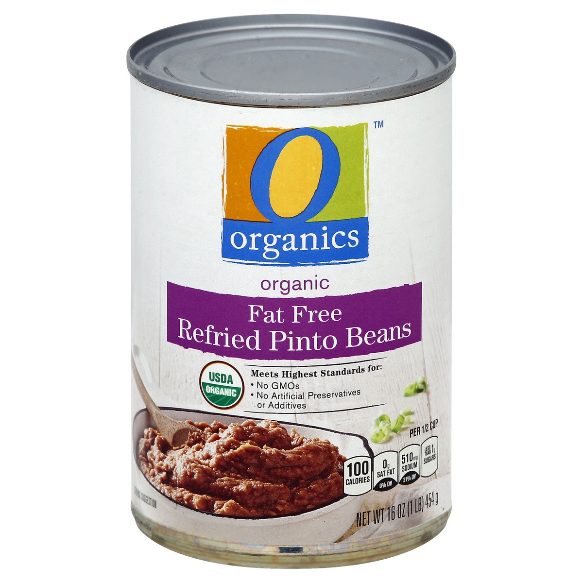 slide 1 of 2, O Organics Organic Refried Pinto Beans Fat Free, 15 oz