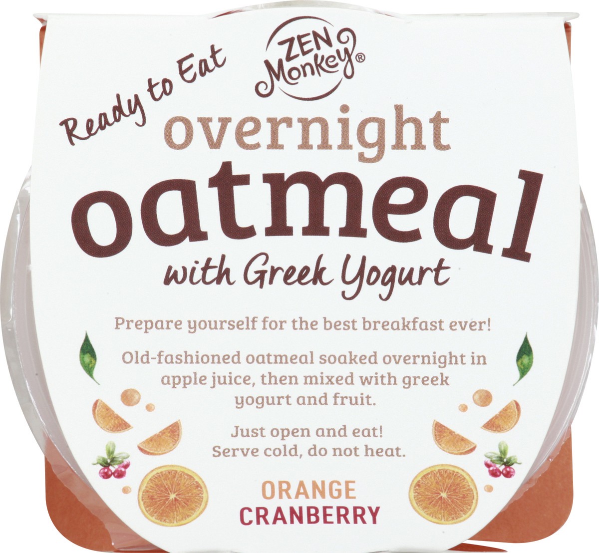 slide 4 of 13, Zen Monkey Overnight Orange Cranberry Oatmeal with Greek Yogurt 5.3 oz, 5.3 oz